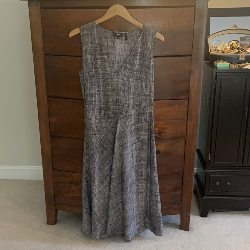 Theory silk black and white slip dress